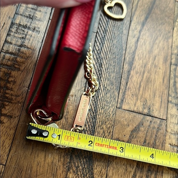 Michael Kors Red Crossbody Wallet Bag Gold Tone Michael Kors Chain jet set - Picture 15 of 16